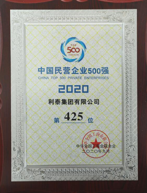 2020年中國民營企業(yè)500強第425位